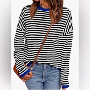 NEW WIHOLL Women's Striped Long Sleeve Crewneck Tunic Top ~ Small 
New With Tags